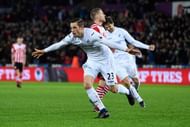 SWANSEA, WALES - JANUARY 31:  Gylfi Sigurdsson of Swansea City celebrates scoring his sides second goal during the Premier League match between Swansea City and Southampton at Liberty Stadium on January 31, 2017 in Swansea, Wales.  (Photo by Stu Forster/Getty Images)